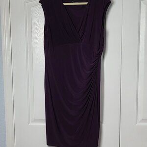 Women's Ralph Lauren Sleeveless V-Neck Plum/Deep Purple Dress Sz 16